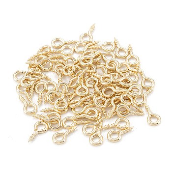 Brass Screw Eye Pin Peg Bails, For Half Drilled Beads, Long-Lasting Plated, Rack Plating, Real 14K Gold Plated, 8x4x1mm, Hole: 2mm