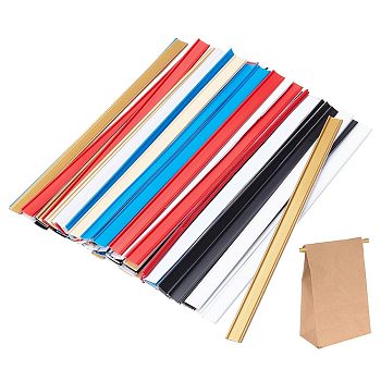 CHGCRAFT 60Pcs 6 Colors Peel and Stick Sealing Strips for Snack Tea Coffee Bag, Self Adhesive Plastic & Iron Bag Mouth Rolling Sealing Clip, Mixed Color, 141x8x1mm, 10pcs/color
