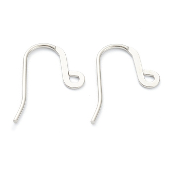 316 Surgical Stainless Steel Earring Hooks, Ear Wire, with Horizontal Loop, Stainless Steel Color, 24x15x1mm, Hole: 1.7mm, 18 Gauge, Pin: 1mm