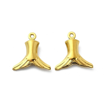 Ion Plating(IP) 304 Stainless Steel Pendants, Fishtail Charms, Real 18K Gold Plated, 15x14x4mm, Hole: 1mm