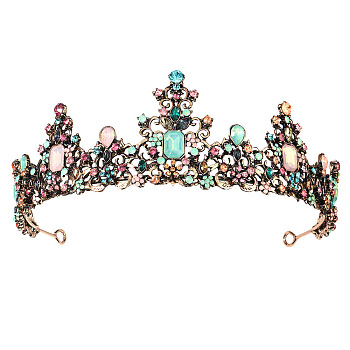 Fashionable Wedding Crown, Alloy Rhinestone Hair Bands, Bridal Tiaras, Colorful, 175x63mm