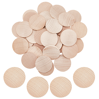 Elite 40Pcs Unfinished Beech Wooden Round Pieces, Wood Discs, Wood Craft Accessories, Burgundy, 5x0.5cm