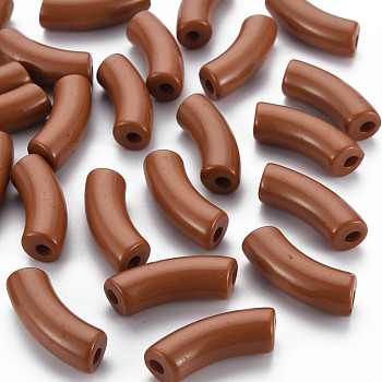 Opaque Acrylic Beads, Curved Tube, Saddle Brown, 36x13.5x11.5mm, Hole: 4mm, about 148pcs/500g
