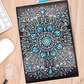DIY Flower Pattern Notebook Diamond Painting Kits, Including Resin Rhinestones Bag, Diamond Sticky Pen, Tray Plate & Glue Clay, Colorful, 210x150mm