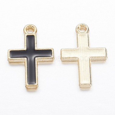 Golden Black Cross Alloy+Enamel Pendants