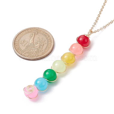 Colorful Glass Round Beaded Pendant Necklaces(NJEW-JN04581-01)-3