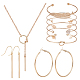 Alloy Rectangle Bar Pendant Dangle Earrings & Bangles & Lariat Necklace(SJEW-AN0001-16)-1