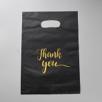Thank You PE Plastic Gift Tote Bags, for Party, Birthday, Wedding and Party Celebrations, Rectangle, Black, 30x20.5x0.01cm, 100pcs/set(ABAG-WH0038-78C-03)