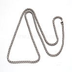 Tarnish Resistant 304 Stainless Steel Box Chain Necklaces, Stainless Steel Color, 31.89 inch(81cm)(NJEW-H421-1)