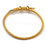 Leather Braided Cord Bracelets, Adjustable Bracelet, Goldenrod, Inner Diameter: 5/8~2-7/8 inch(1.5~7.3cm)(BJEW-G675-06G-03)