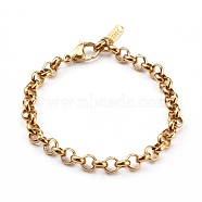 Women's 304 Stainless Steel Rolo Chain Bracelets, with Lobster Claw Clasps, Golden, 8-1/8 inch(20.5cm)(BJEW-JB05995-01)
