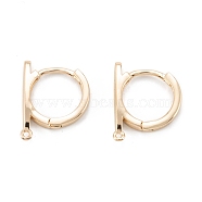 Brass Hoop Earring Findings, with Horizontal Loop, Ring, Real 14K Gold Plated, 17x13.5x2.5mm, Hole: 1mm, Pin: 0.7mm(KK-D063-10G)