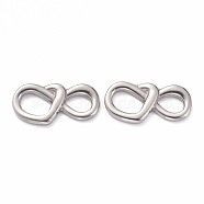 304 Stainless Steel Links Connectors, Infinity, Stainless Steel Color, 12x25x3mm(X-STAS-O140-15P)