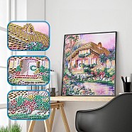 5D DIY Diamond Painting Kits For Kids, with Diamond Painting Cloth, Resin Rhinestones, Diamond Sticky Pen, Tweezers, Tray Plate and Glue Clay, Forest Cabin Pattern, Mixed Color, 30x30cm(DIY-R076-012)