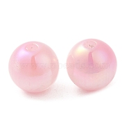 Iridescent Opaque Resin Beads, Candy Beads, Round, Pink, 10x9.5mm, Hole: 1.8mm(RESI-Z015-01B-08)