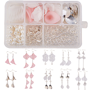 DIY Earring Making, with Frosted Acrylic Bead Caps, Brass Pendants, Acrylic Pendants, Brass Ball Head pins and Iron Jump Rings, Silver, 11x7x3cm(DIY-SC0005-16S)