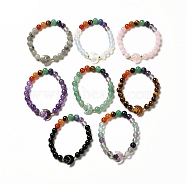 Moon and Star Natural & Synthetic Mixed Gemstone Beaded Stretch Bracelet for Women, Inner Diameter: 2 inch(5.2cm)(G-G997-B)