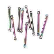 Ion Plating(IP) 304 Stainless Steel Links, Bar Connector Charms, Rainbow Color, 25x2.5x1.5mm, Hole: 1.4mm(STAS-Q323-05C-RC)