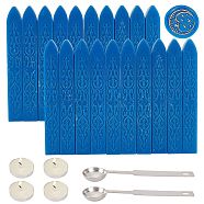 CRASPIRE DIY Scrapbook Kits, Including Candle, Stainless Steel Spoon and Sealing Wax Sticks, Royal Blue, 9x1.1x1.1cm, 20pcs(DIY-CP0002-71G)