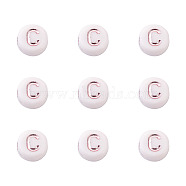 Plating Acrylic Beads, for Name Bracelets & Jewelry Making, Metal Enlaced, Mixed Letters, Flat Round, Rose Gold Plated, 7x4mm, Hole: 1.8mm, 1000pcs/bag(PACR-CW0001-02B)