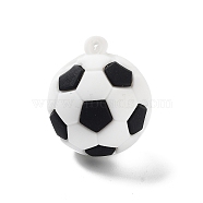 PVC Opaque Plastic Pendants, Football, White, 27x31~32mm, Hole: 3mm(KY-D022-03A)