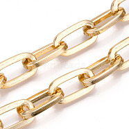 Aluminum Cable Chain, Flat Oval Link Chains, Unwelded, Light Gold, 30.5x16x4mm(CHA-N003-38KCG)