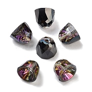 Electroplate Glass Beads, Half Plated, Bell, Faceted, Black, 10.5x9mm, Hole: 1.2mm, 100pcs/set(EGLA-H105-01A-HP01)