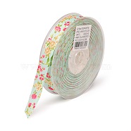 Floral Single-sided Printed Polyester Grosgrain Ribbons, Light Cyan, 5/8 inch(16mm), about 100yards/roll(91.44m/roll)(SRIB-A011-16mm-240875)