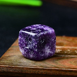 Natural Lepidolite Carved Dice Figurines Statues for Home Office Desktop Decoration, 15x15x15mm(PW-WG06413-15)