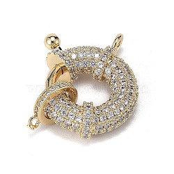 Brass Micro Pave Clear Cubic Zirconia Spring Ring Clasps, with Bail Beads/Tube Bails, Long-Lasting Plated, Real 18K Gold Plated, 25x20x7mm, Hole: 1.2mm(ZIRC-F120-013G)