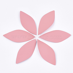 Spray Painted Eco-Friendly Iron Big Pendants, Leaf, Pink, 64x26.5x3mm, Hole: 1mm(X-IFIN-T009-19E)