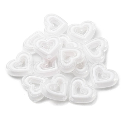 Acrylic Beads, Bead in Bead, Heart, White, 19.5x23x6mm, Hole: 3mm(X-SACR-G033-01B)