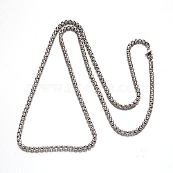 304 Stainless Steel Box Chain Necklaces, Stainless Steel Color, 31.89 inch(81cm)(NJEW-H421-1)