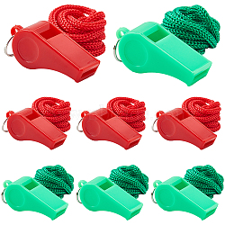 CREATCABIN ABS Plastic Sports Outdoor Whistles, with Lanyard, Mixed Color, 450mm, 2 colors, 6pcs/color, 12pcs(NJEW-CN0001-09F)