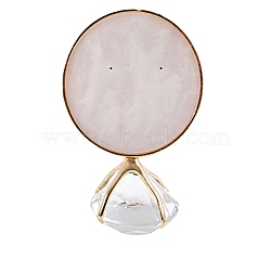 Resin Imitation Pearl Earring Displays, Iron with Plastic Diamond Shaped Base Jewelry Display Stand, Flat Round, 9.5x6.5cm(PW-WG48560-05)