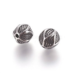 304 Stainless Steel Beads, Rondelle, Antique Silver, 9.5x10mm, Hole: 1.6mm(STAS-P237-54AS)