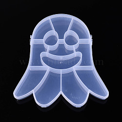 Halloween Ghost 13 Grids Plastic Bead Storage Containers with Hinged Lid, Clear, 17.7x16.9x2.5cm(CON-T001-06)