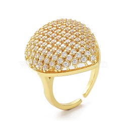 Brass with Cubic Zirconia Open Cuff Rings for Women, Real 18K Gold Plated, 7~30.5mm, Inner Diameter: 22.5mm(RJEW-A035-20G)