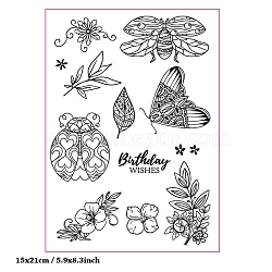 Clear Silicone Stamps, for DIY Scrapbooking, Photo Album Decorative, Cards Making, Butterfly, Clear, 210x150mm(PW-WG63113-01)