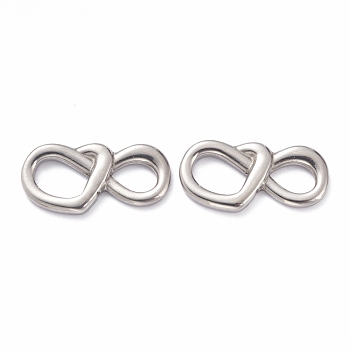 304 Stainless Steel Links Connectors, Infinity, Stainless Steel Color, 12x25x3mm