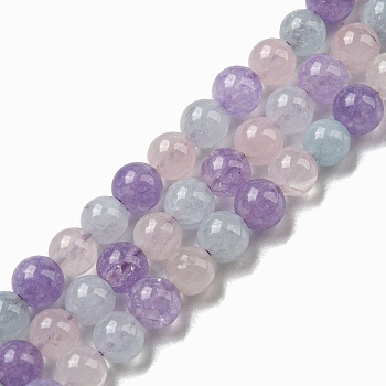 Natural Aquamarine & Rose Quartz & Amethyst Beads Strands, Round, 6mm, Hole: 1mm, about 65pcs/strand, 15.55 inch(39.5cm)