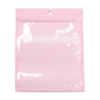 Plastic Packaging Zip Lock Bags, with Clear Window, Top Self Seal Pouches, Rectangle, Pink, 15x12x0.15cm, Unilateral Thickness: 2.5 Mil(0.065mm)