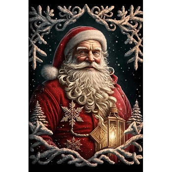 DIY Christmas Theme Diamond Painting Kits, Including, Resin Rhinestones, Diamond Sticky Pen, Tray Plate, Glue Clay, Santa Claus, 40x30x0.5mm