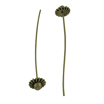 Brass Fancy Pins, with Alloy Findings, Cadmium Free & Nickel Free & Lead Free, Antique Bronze, 53~55x0.7mm, Head: 8mm