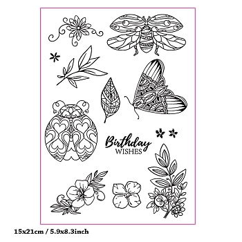 Clear Silicone Stamps, for DIY Scrapbooking, Photo Album Decorative, Cards Making, Butterfly, Clear, 210x150mm