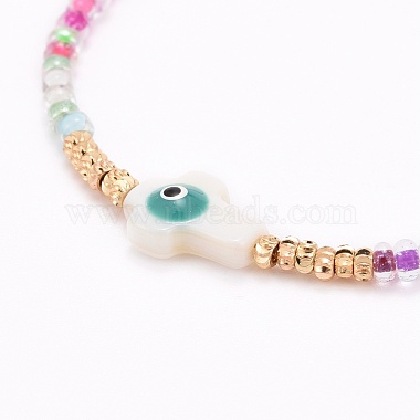 Croix avec des bracelets de perles de mauvais œil(BJEW-JB06289-01)-2