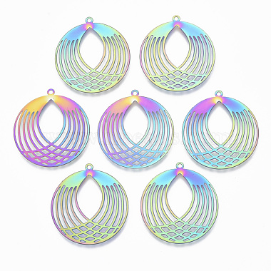 Multi-color Flat Round Stainless Steel Pendants