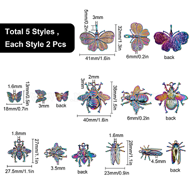 10Pcs 5 Styles Plated Alloy Pendants(PALLOY-SC0003-76)-2