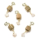 Wire Wrapped Verawood Cube Pendant Decorations(KK-H445-04G)-1