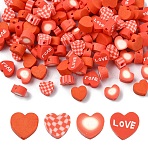 120Pcs 4 Styles Handmade Polymer Clay Beads, Heart, Red, 8~10x9~10.5x3~5mm, Hole: 1.2~1.8mm, 30pcs/style(CLAY-YW0002-66)